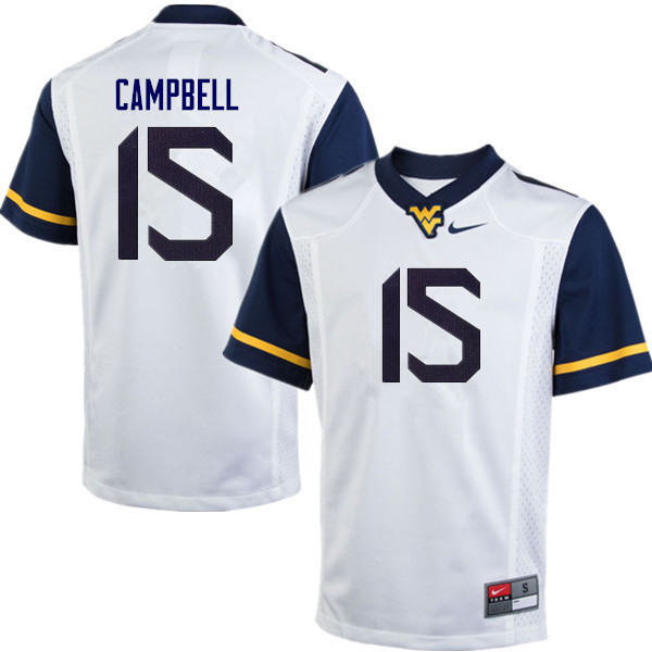 NCAA Men's George Campbell West Virginia Mountaineers White #15 Nike Stitched Football College Authentic Jersey VW23O38RI